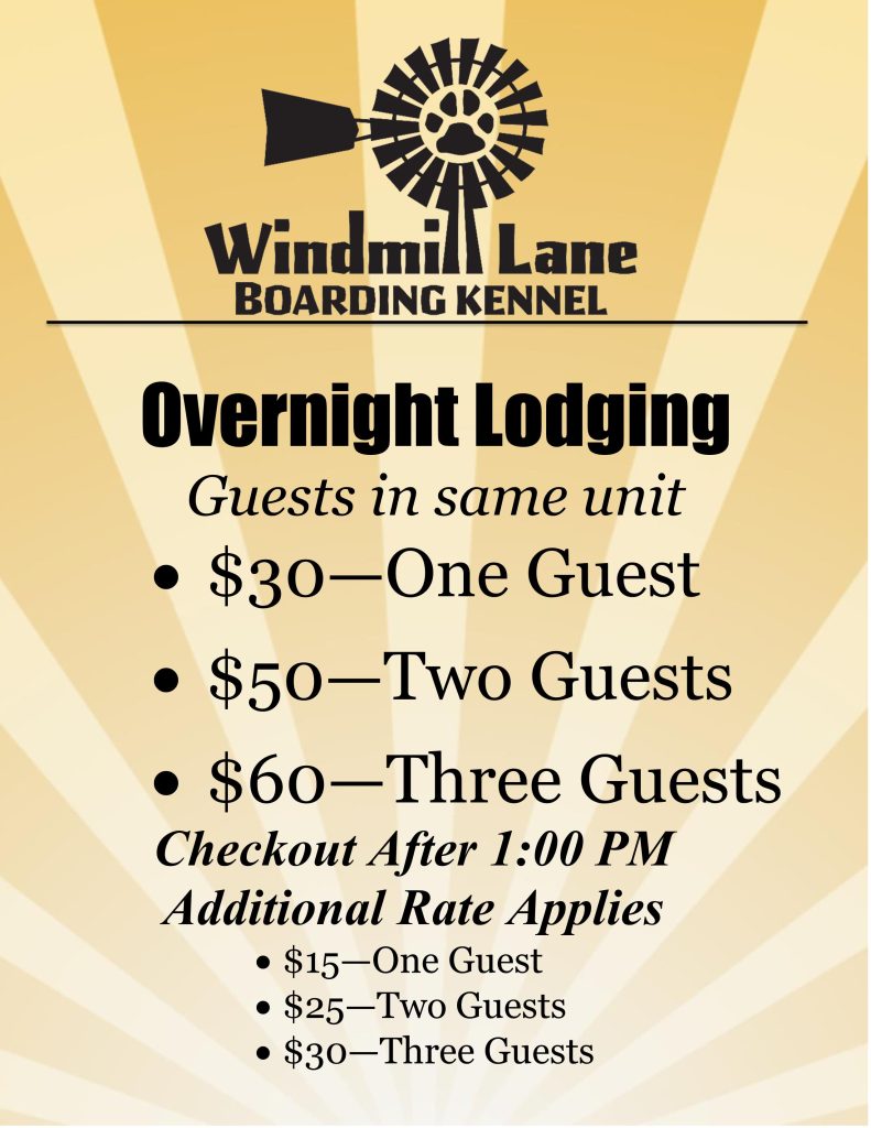 Rates and Policies Windmill Lane Kennel Boarding, Activities & Services